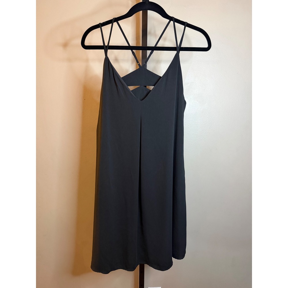 Naked Zebra Black Cage Back Mini Dress Strappy V-Neck Cocktail Size Medium - Picture 2 of 4